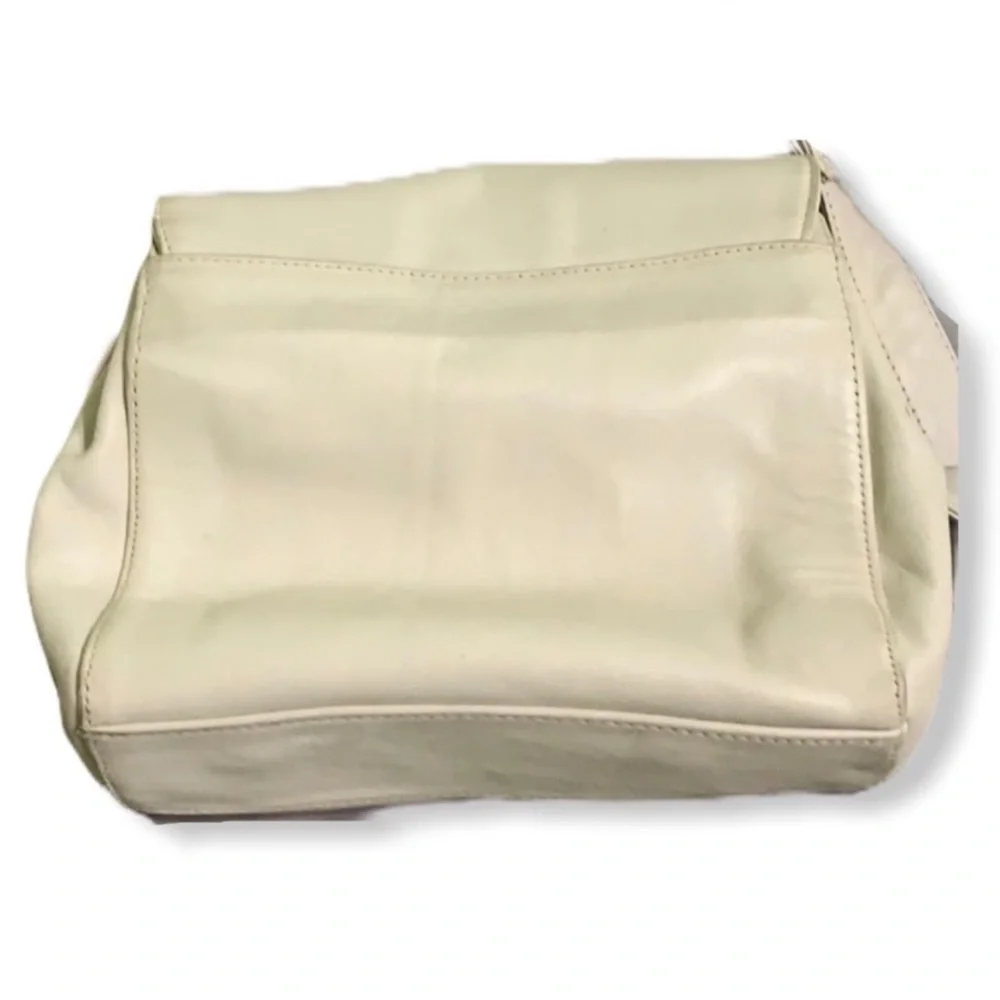 Perlina New York Vintage leather flap shoulder bag adjustable strap off-white